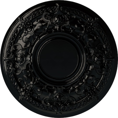 Ekena Millwork Jackson Ceiling Medallion (Fits Canopies up to 13 1/2"), 32 3/4"OD x 2 1/2"P, Black Pearl CM32JABPS